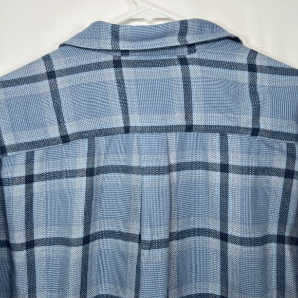 Eddie Bauer Classic Fit Button Up Flannel Shirt Mens Size Large Blue Plaid LS - Picture 12 of 13